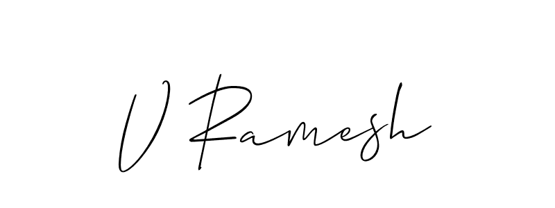 How to make V Ramesh signature? Allison_Script is a professional autograph style. Create handwritten signature for V Ramesh name. V Ramesh signature style 2 images and pictures png