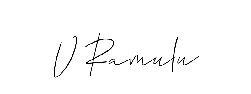 You can use this online signature creator to create a handwritten signature for the name V Ramulu. This is the best online autograph maker. V Ramulu signature style 2 images and pictures png