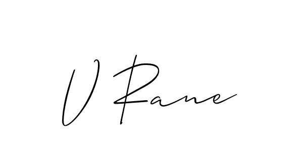 Design your own signature with our free online signature maker. With this signature software, you can create a handwritten (Allison_Script) signature for name V Rane. V Rane signature style 2 images and pictures png