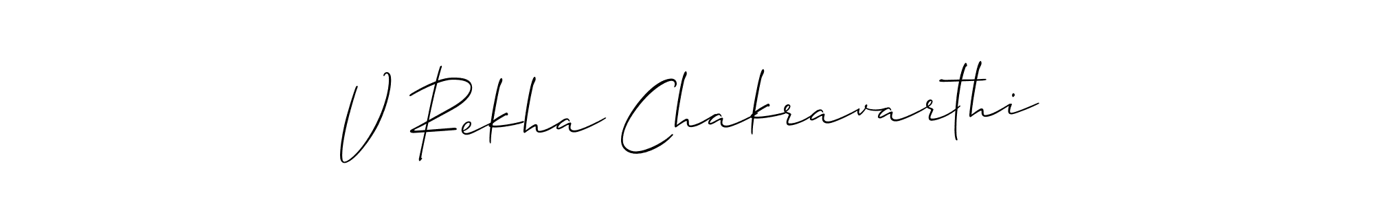 Allison_Script is a professional signature style that is perfect for those who want to add a touch of class to their signature. It is also a great choice for those who want to make their signature more unique. Get V Rekha Chakravarthi name to fancy signature for free. V Rekha Chakravarthi signature style 2 images and pictures png