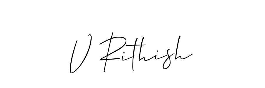 How to make V Rithish name signature. Use Allison_Script style for creating short signs online. This is the latest handwritten sign. V Rithish signature style 2 images and pictures png