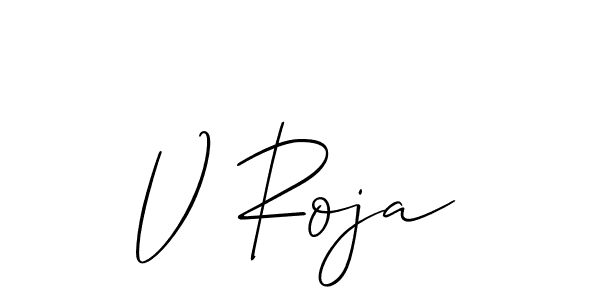 Make a beautiful signature design for name V Roja. With this signature (Allison_Script) style, you can create a handwritten signature for free. V Roja signature style 2 images and pictures png