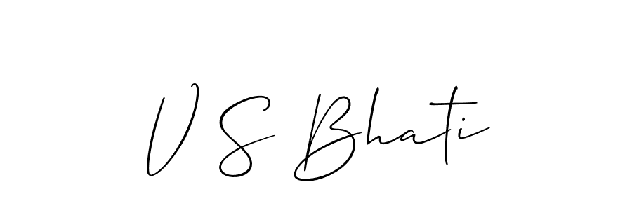 Make a beautiful signature design for name V S Bhati. With this signature (Allison_Script) style, you can create a handwritten signature for free. V S Bhati signature style 2 images and pictures png