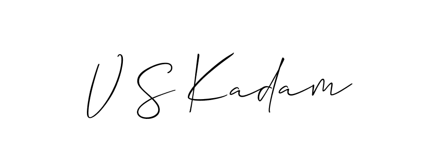 Also You can easily find your signature by using the search form. We will create V S Kadam name handwritten signature images for you free of cost using Allison_Script sign style. V S Kadam signature style 2 images and pictures png