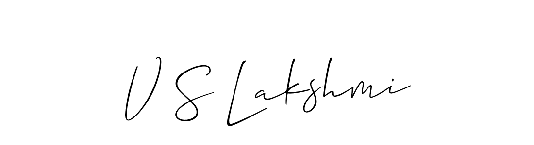 How to make V S Lakshmi name signature. Use Allison_Script style for creating short signs online. This is the latest handwritten sign. V S Lakshmi signature style 2 images and pictures png