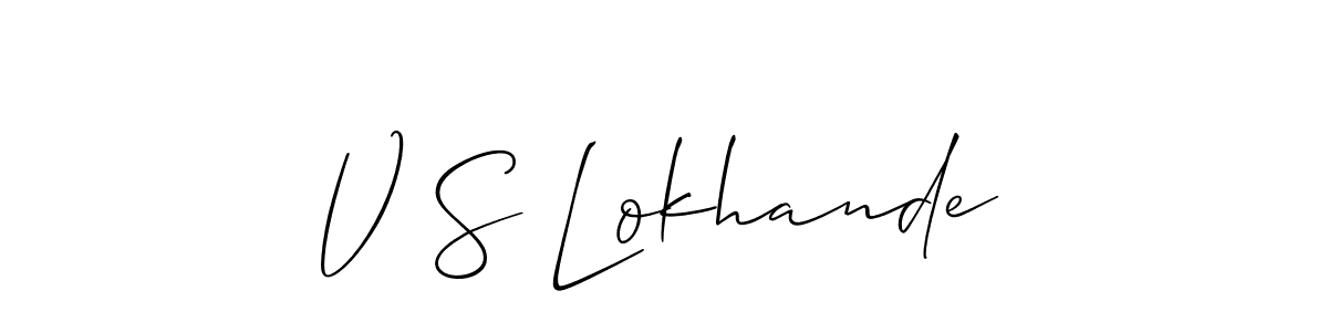 Create a beautiful signature design for name V S Lokhande. With this signature (Allison_Script) fonts, you can make a handwritten signature for free. V S Lokhande signature style 2 images and pictures png