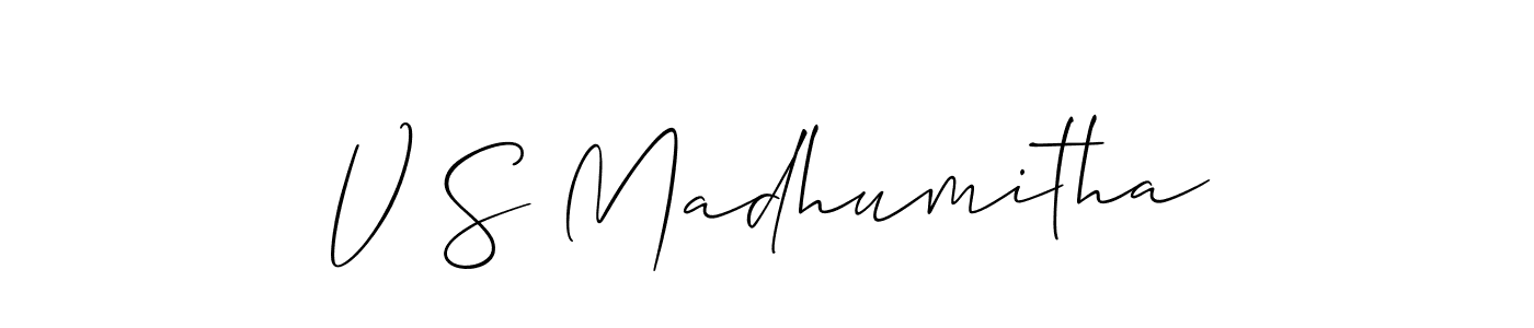 How to make V S Madhumitha signature? Allison_Script is a professional autograph style. Create handwritten signature for V S Madhumitha name. V S Madhumitha signature style 2 images and pictures png