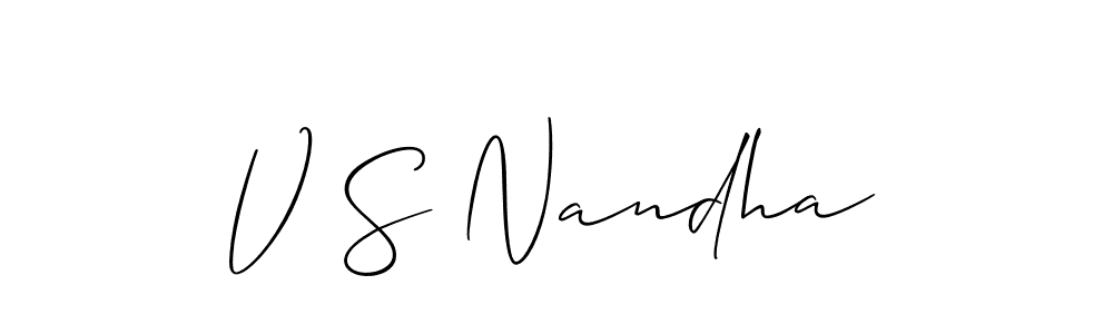 Make a beautiful signature design for name V S Nandha. With this signature (Allison_Script) style, you can create a handwritten signature for free. V S Nandha signature style 2 images and pictures png