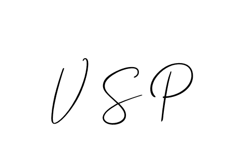 V S P stylish signature style. Best Handwritten Sign (Allison_Script) for my name. Handwritten Signature Collection Ideas for my name V S P. V S P signature style 2 images and pictures png