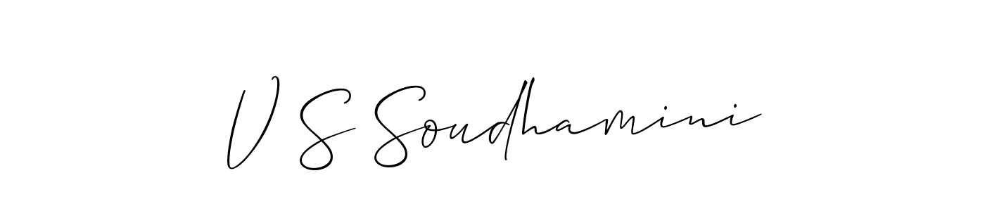 How to make V S Soudhamini name signature. Use Allison_Script style for creating short signs online. This is the latest handwritten sign. V S Soudhamini signature style 2 images and pictures png