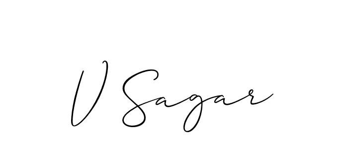 Allison_Script is a professional signature style that is perfect for those who want to add a touch of class to their signature. It is also a great choice for those who want to make their signature more unique. Get V Sagar name to fancy signature for free. V Sagar signature style 2 images and pictures png