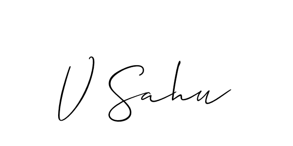 Design your own signature with our free online signature maker. With this signature software, you can create a handwritten (Allison_Script) signature for name V Sahu. V Sahu signature style 2 images and pictures png