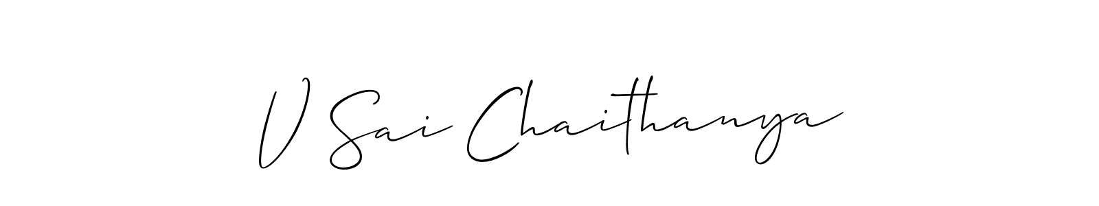 How to Draw V Sai Chaithanya signature style? Allison_Script is a latest design signature styles for name V Sai Chaithanya. V Sai Chaithanya signature style 2 images and pictures png