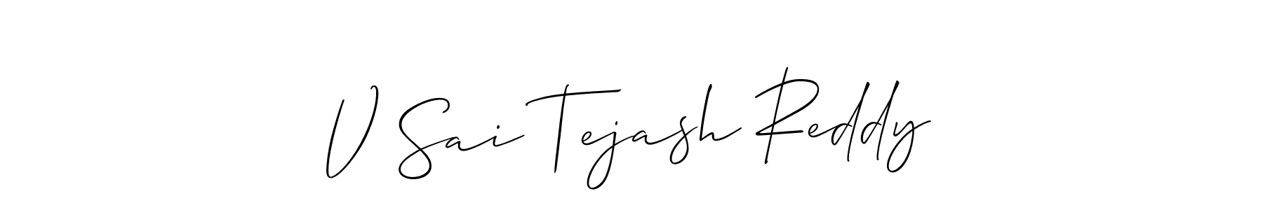 Make a short V Sai Tejash Reddy signature style. Manage your documents anywhere anytime using Allison_Script. Create and add eSignatures, submit forms, share and send files easily. V Sai Tejash Reddy signature style 2 images and pictures png