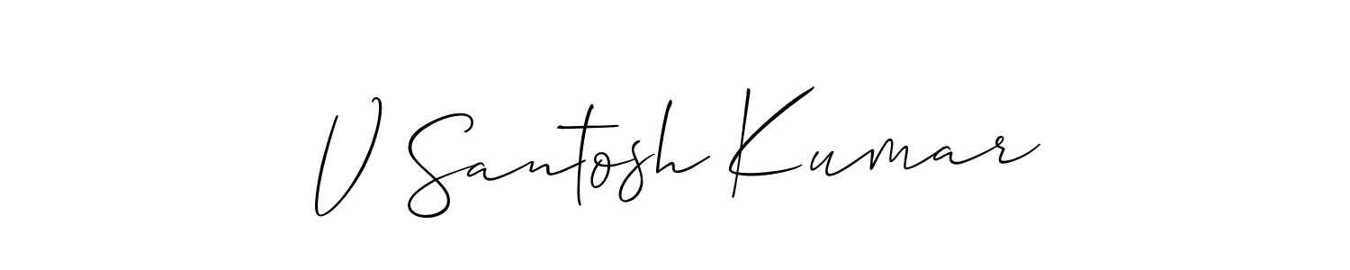 How to make V Santosh Kumar name signature. Use Allison_Script style for creating short signs online. This is the latest handwritten sign. V Santosh Kumar signature style 2 images and pictures png