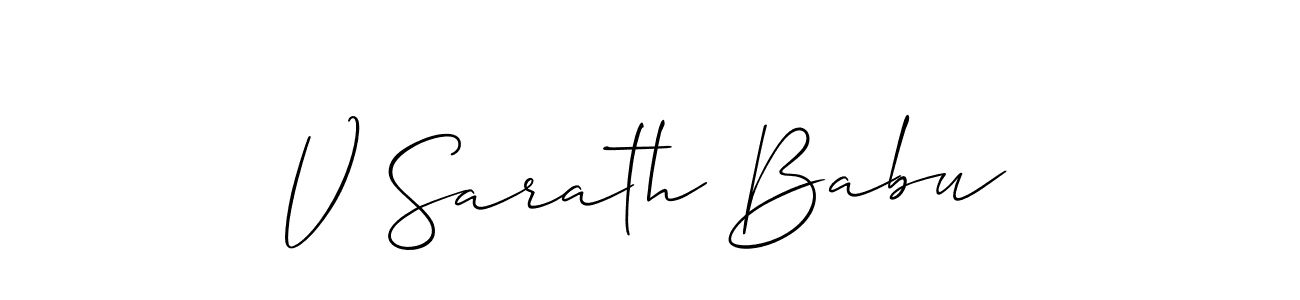 Also You can easily find your signature by using the search form. We will create V Sarath Babu name handwritten signature images for you free of cost using Allison_Script sign style. V Sarath Babu signature style 2 images and pictures png