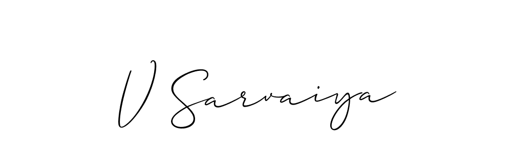 Make a beautiful signature design for name V Sarvaiya. With this signature (Allison_Script) style, you can create a handwritten signature for free. V Sarvaiya signature style 2 images and pictures png