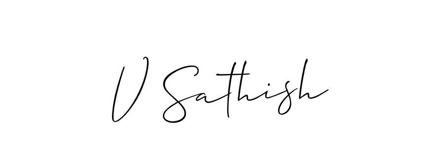 It looks lik you need a new signature style for name V Sathish. Design unique handwritten (Allison_Script) signature with our free signature maker in just a few clicks. V Sathish signature style 2 images and pictures png