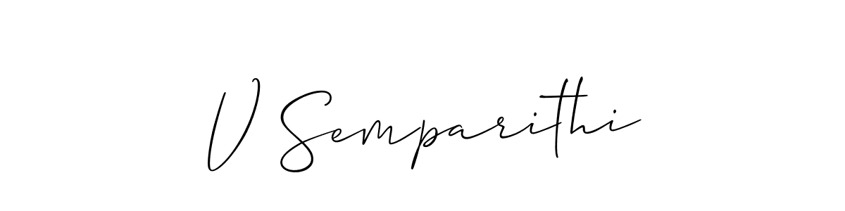 You should practise on your own different ways (Allison_Script) to write your name (V Semparithi) in signature. don't let someone else do it for you. V Semparithi signature style 2 images and pictures png