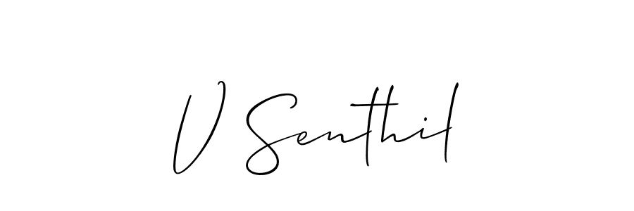 Make a beautiful signature design for name V Senthil. With this signature (Allison_Script) style, you can create a handwritten signature for free. V Senthil signature style 2 images and pictures png