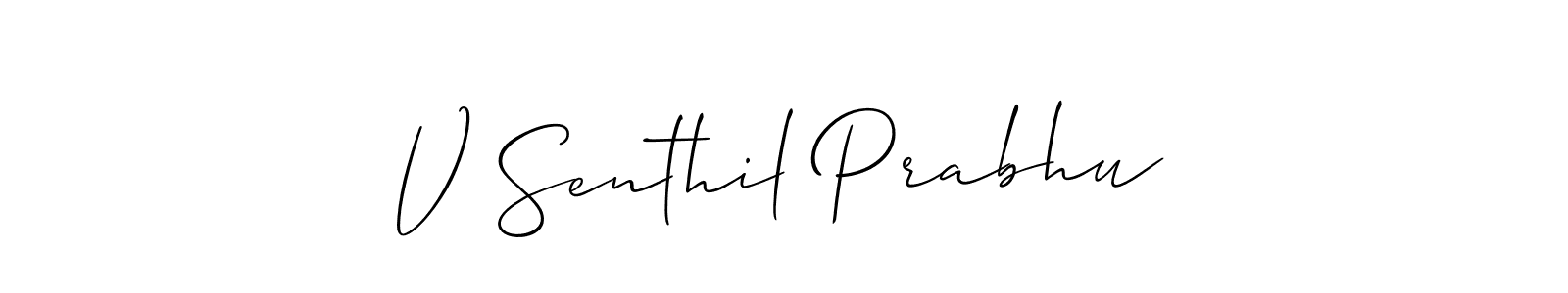 This is the best signature style for the V Senthil Prabhu name. Also you like these signature font (Allison_Script). Mix name signature. V Senthil Prabhu signature style 2 images and pictures png