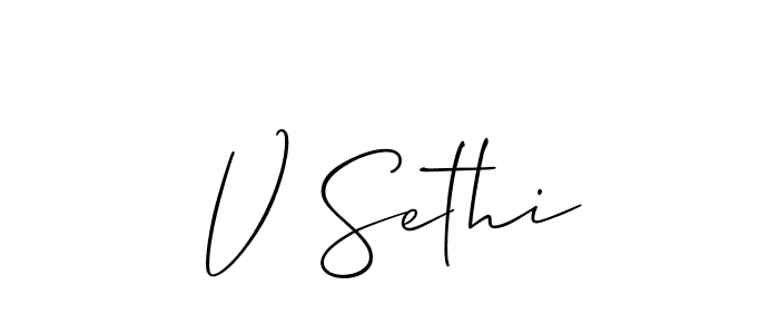 It looks lik you need a new signature style for name V Sethi. Design unique handwritten (Allison_Script) signature with our free signature maker in just a few clicks. V Sethi signature style 2 images and pictures png