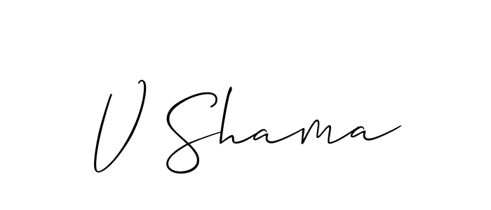 Use a signature maker to create a handwritten signature online. With this signature software, you can design (Allison_Script) your own signature for name V Shama. V Shama signature style 2 images and pictures png