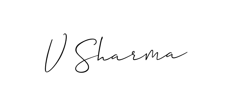 Make a short V Sharma signature style. Manage your documents anywhere anytime using Allison_Script. Create and add eSignatures, submit forms, share and send files easily. V Sharma signature style 2 images and pictures png