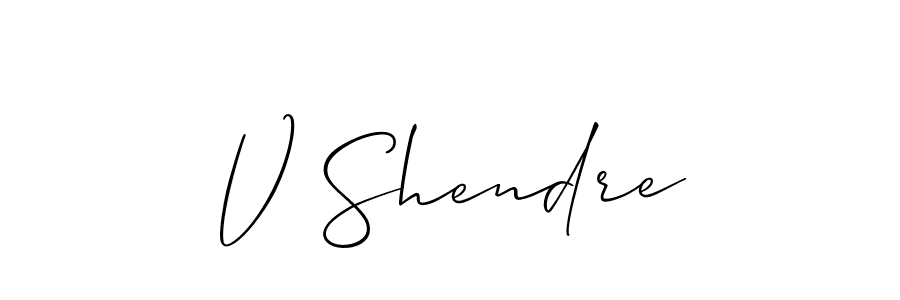 Use a signature maker to create a handwritten signature online. With this signature software, you can design (Allison_Script) your own signature for name V Shendre. V Shendre signature style 2 images and pictures png
