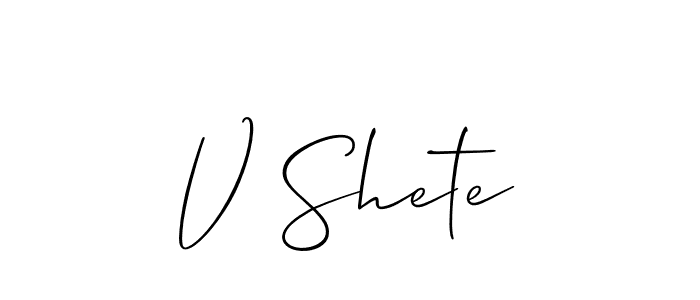 Create a beautiful signature design for name V Shete. With this signature (Allison_Script) fonts, you can make a handwritten signature for free. V Shete signature style 2 images and pictures png