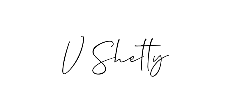 Use a signature maker to create a handwritten signature online. With this signature software, you can design (Allison_Script) your own signature for name V Shetty. V Shetty signature style 2 images and pictures png