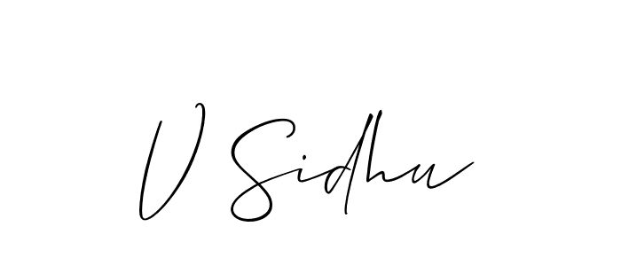Also we have V Sidhu name is the best signature style. Create professional handwritten signature collection using Allison_Script autograph style. V Sidhu signature style 2 images and pictures png