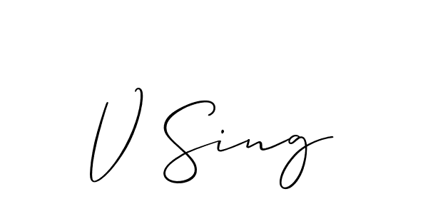 Make a beautiful signature design for name V Sing. With this signature (Allison_Script) style, you can create a handwritten signature for free. V Sing signature style 2 images and pictures png