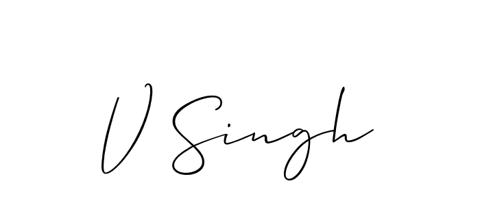 if you are searching for the best signature style for your name V Singh. so please give up your signature search. here we have designed multiple signature styles  using Allison_Script. V Singh signature style 2 images and pictures png