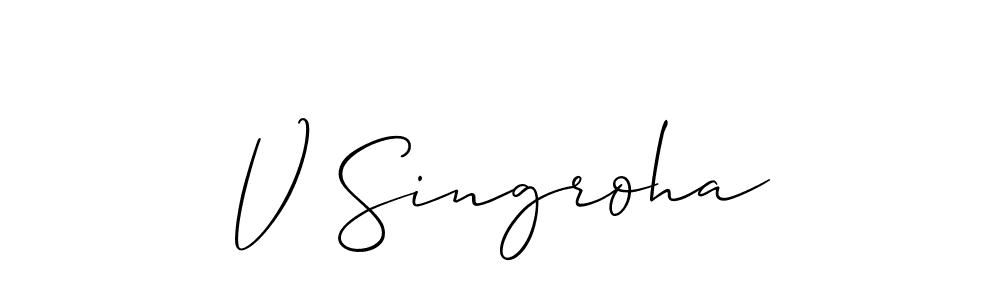 Allison_Script is a professional signature style that is perfect for those who want to add a touch of class to their signature. It is also a great choice for those who want to make their signature more unique. Get V Singroha name to fancy signature for free. V Singroha signature style 2 images and pictures png