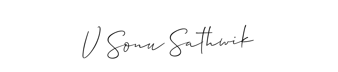 Design your own signature with our free online signature maker. With this signature software, you can create a handwritten (Allison_Script) signature for name V Sonu Sathwik. V Sonu Sathwik signature style 2 images and pictures png