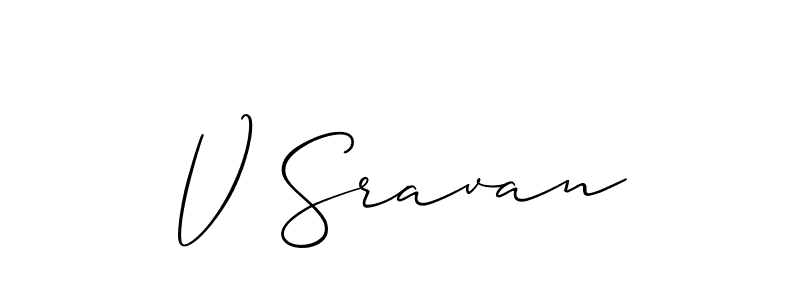 It looks lik you need a new signature style for name V Sravan. Design unique handwritten (Allison_Script) signature with our free signature maker in just a few clicks. V Sravan signature style 2 images and pictures png