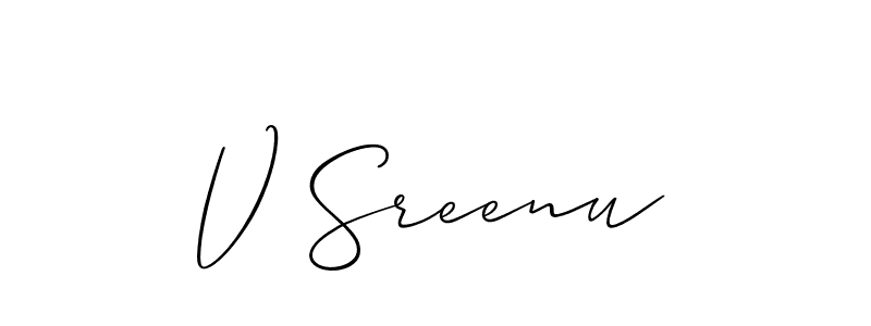 Make a beautiful signature design for name V Sreenu. With this signature (Allison_Script) style, you can create a handwritten signature for free. V Sreenu signature style 2 images and pictures png