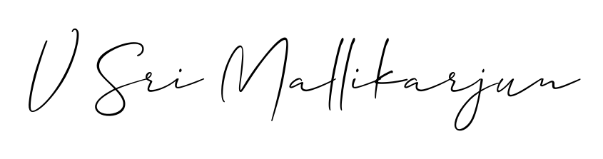 The Allison_Script typeface gives name V Sri Mallikarjun a refined look. Suitable for certificates, diplomas, and official verification. V Sri Mallikarjun signature style 2 images and pictures png