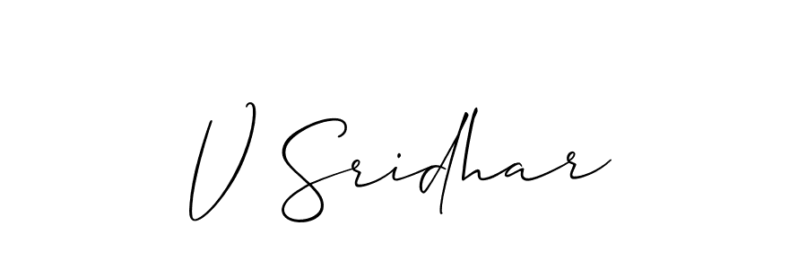 Also You can easily find your signature by using the search form. We will create V Sridhar name handwritten signature images for you free of cost using Allison_Script sign style. V Sridhar signature style 2 images and pictures png