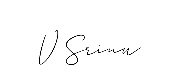 Also we have V Srinu name is the best signature style. Create professional handwritten signature collection using Allison_Script autograph style. V Srinu signature style 2 images and pictures png