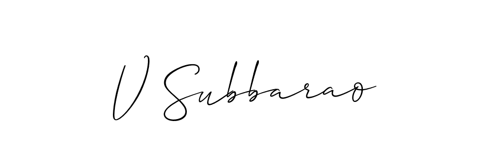 Design your own signature with our free online signature maker. With this signature software, you can create a handwritten (Allison_Script) signature for name V Subbarao. V Subbarao signature style 2 images and pictures png