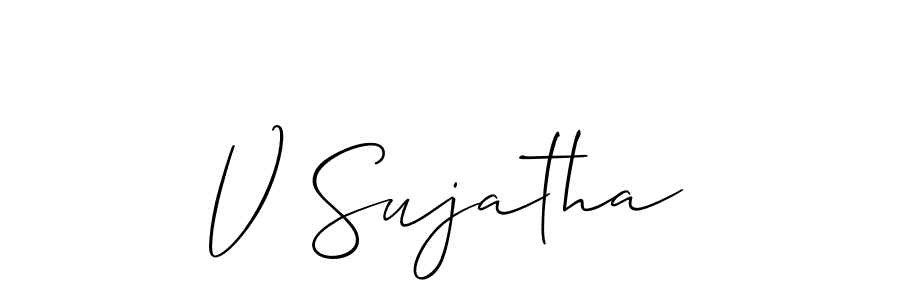 You should practise on your own different ways (Allison_Script) to write your name (V Sujatha) in signature. don't let someone else do it for you. V Sujatha signature style 2 images and pictures png