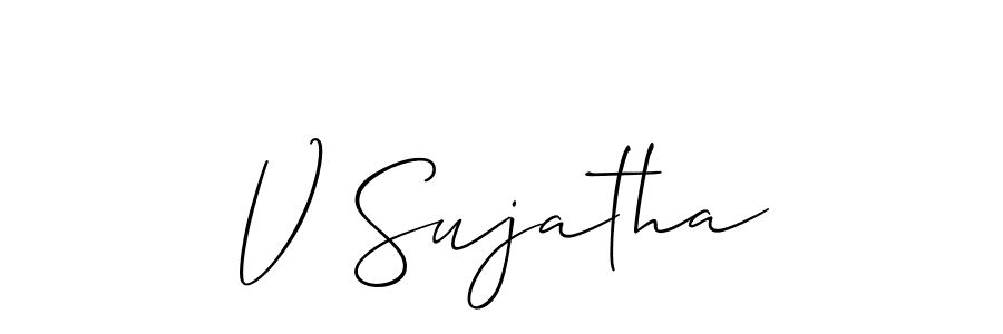 You should practise on your own different ways (Allison_Script) to write your name (V Sujatha) in signature. don't let someone else do it for you. V Sujatha signature style 2 images and pictures png