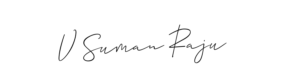You should practise on your own different ways (Allison_Script) to write your name (V Suman Raju) in signature. don't let someone else do it for you. V Suman Raju signature style 2 images and pictures png