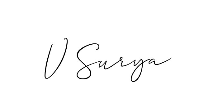 V Surya stylish signature style. Best Handwritten Sign (Allison_Script) for my name. Handwritten Signature Collection Ideas for my name V Surya. V Surya signature style 2 images and pictures png