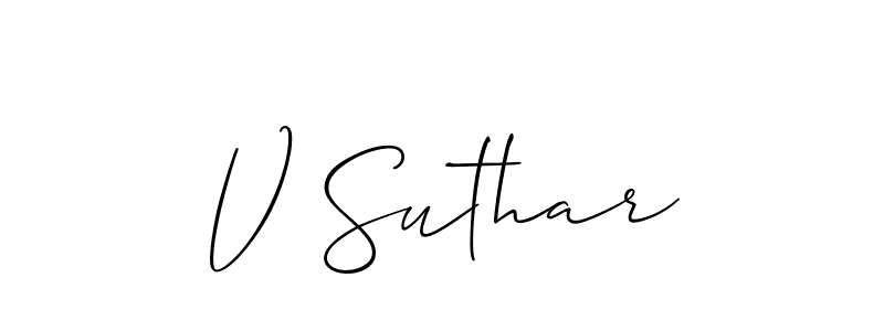Make a beautiful signature design for name V Suthar. With this signature (Allison_Script) style, you can create a handwritten signature for free. V Suthar signature style 2 images and pictures png