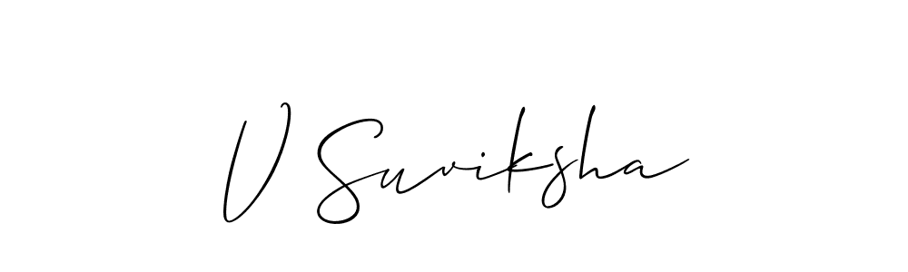 Also we have V Suviksha name is the best signature style. Create professional handwritten signature collection using Allison_Script autograph style. V Suviksha signature style 2 images and pictures png