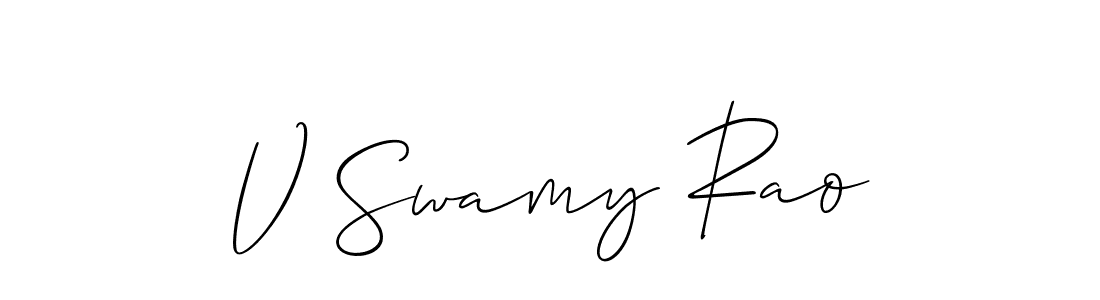 Create a beautiful signature design for name V Swamy Rao. With this signature (Allison_Script) fonts, you can make a handwritten signature for free. V Swamy Rao signature style 2 images and pictures png