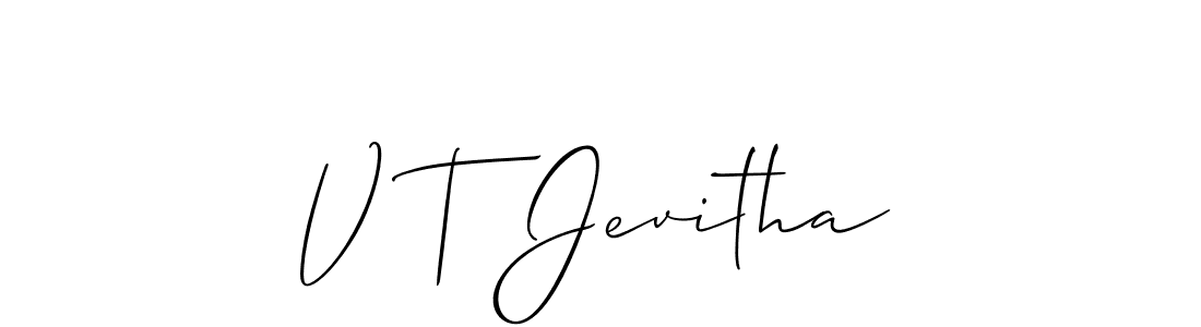 if you are searching for the best signature style for your name V T Jevitha. so please give up your signature search. here we have designed multiple signature styles  using Allison_Script. V T Jevitha signature style 2 images and pictures png